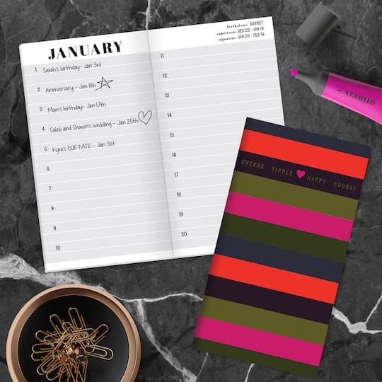 TF Publishing Stripes Perpetual Birthday & Celebration Pocket Book